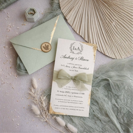 Articole nunta personalizata - Invitatie de nunta Sage Gold