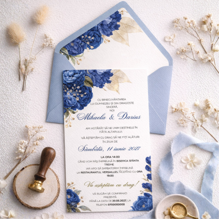 Invitatii nunta - Invitatie de nunta A6 cu plic si liner personalizat