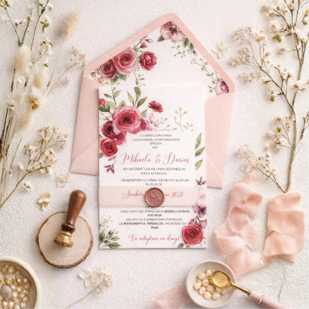 Invitatii nunta - Invitatie nunta A6 Roses