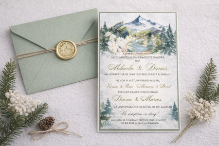 Invitatii nunta - Invitatie nunta personalizata Mountain Glow