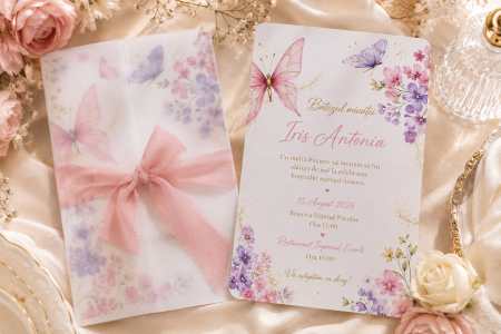 Invitatii botez - Invitatie botez personalizata Baby butterfly
