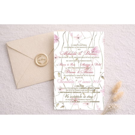 Invitatii nunta - Invitatie nunta personalizata Pink blossom