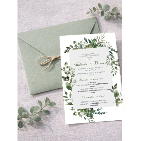 Invitatii nunta - Invitatie nunta personalizata Green Vow