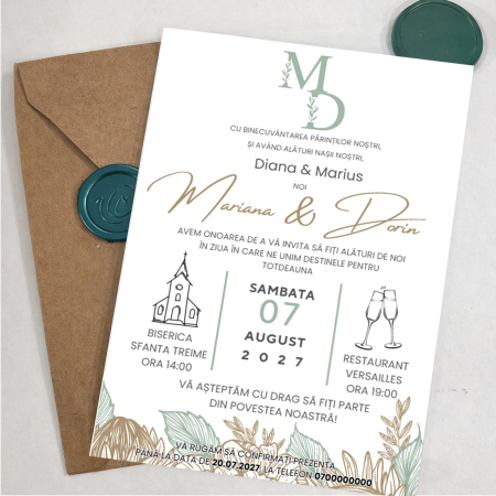 Invitatii nunta - Invitatie nunta personalizata Botanic Chic