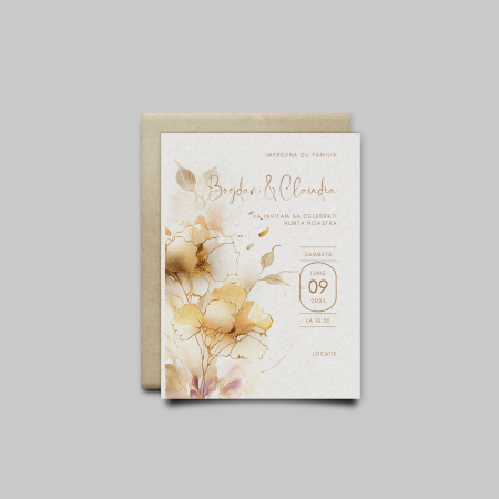 Articole nunta personalizata - Invitatie nunta personalizata Golden Leaf