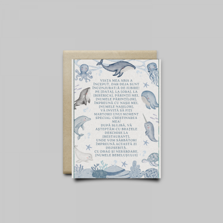 Articole botez - Invitatie nunta personalizata Blue Whale