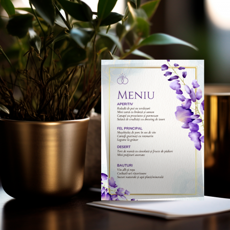 Meniuri Personalizate - Meniu personalizat de nunta Lavender Breeze