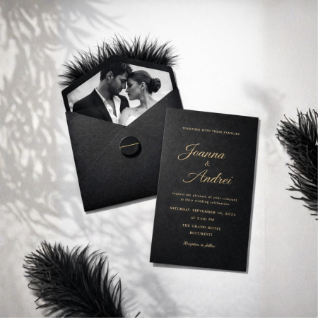 Invitatii nunta - Invitatie nunta Black Feathers