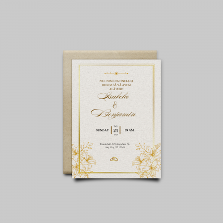 Articole nunta personalizata - Invitatie nunta personalizata Golden Orchid