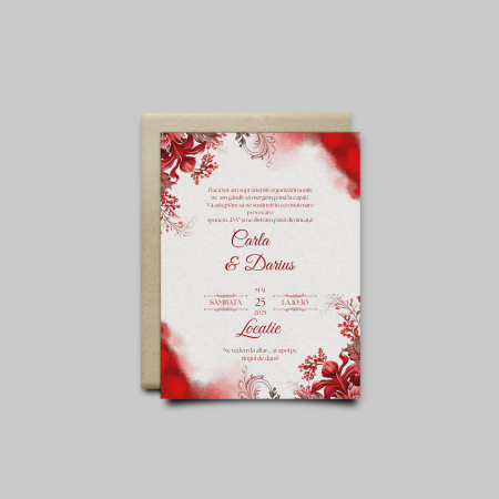 Articole nunta personalizata - Invitatie nunta personalizata Red flowers