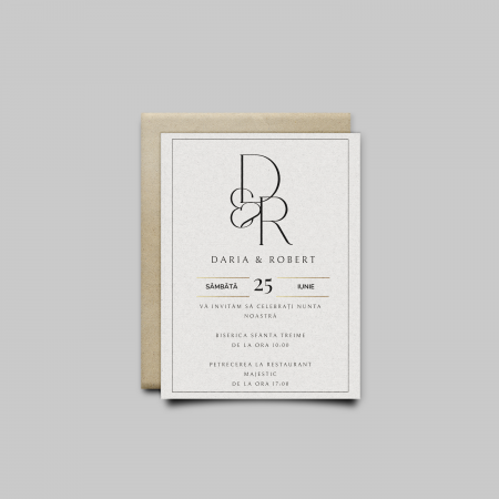 Articole nunta personalizata - Invitatie nunta personalizata minimalista – Eleganta pura