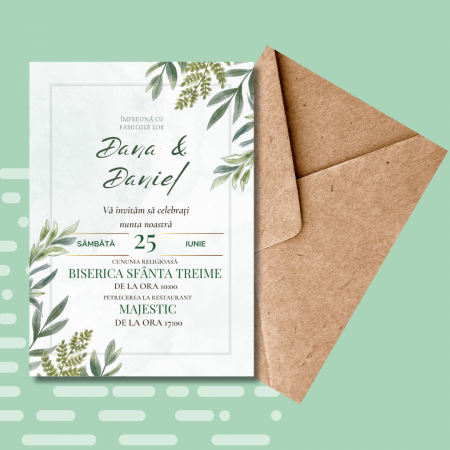 Articole nunta personalizata - Invitatie nunta personalizata Leaves