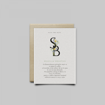 Articole nunta personalizata - Invitatie nunta personalizata Minimalist flowers