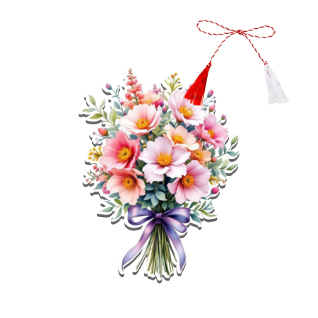 Martisoare - Martisor personalizat buchet flori roz