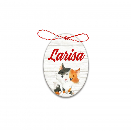 Martisoare - Martisor handmade cu nume pisica calico watercolor