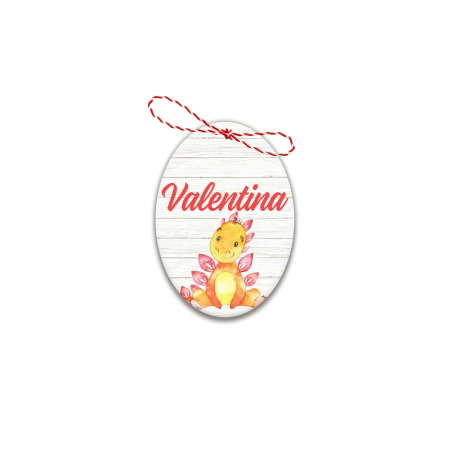 Martisoare - Martisor handmade cu nume dinozaur portocaliu