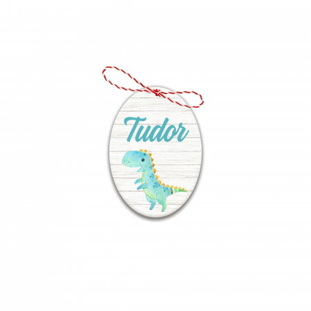 Martisoare - Martisor handmade cu nume dinozaur turcoaz