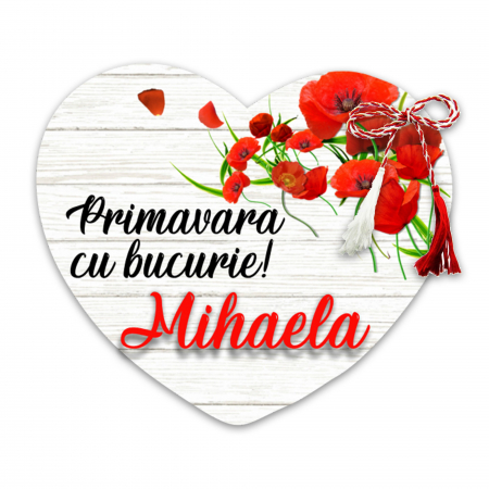 Martisoare - Martisor handmade cu nume model maci