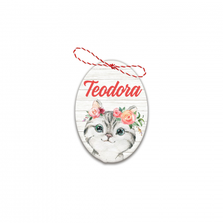 Martisoare - Martisor handmade cu nume pisica flori