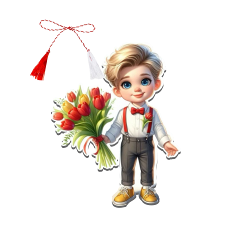 Martisoare - Martisor personalizat baiat cu lalele