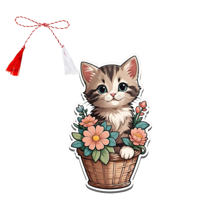 Martisoare - Martisor personalizat pisica cu flori