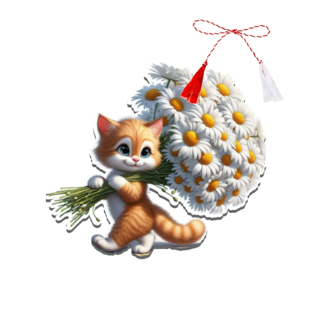 Martisoare - Martisor personalizat pisica cu margarete