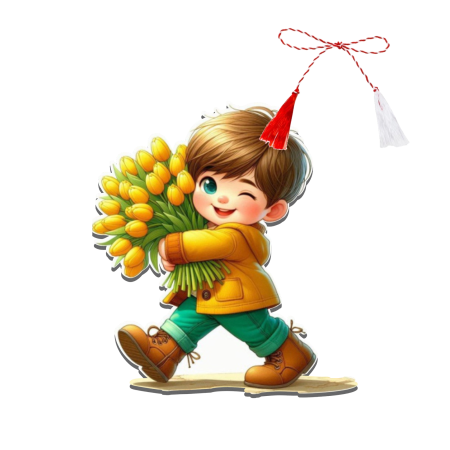 Martisoare - Martisor personalizat baiat cu lalele galbene