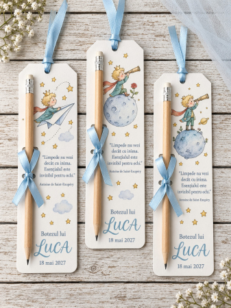 Marturii de botez - Marturie semn de carte personalizat cu creion
