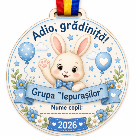 Cadouri absolvire - Medalie personalizata din lemn Grupa Iepurasilor