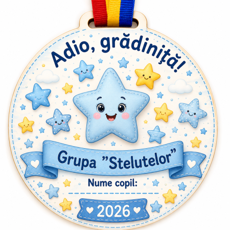 Cadouri absolvire - Medalie personalizata din lemn Grupa Stelutelor