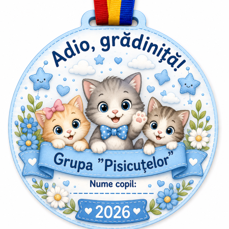 Cadouri absolvire - Medalie personalizata din lemn Grupa Pisicutelor