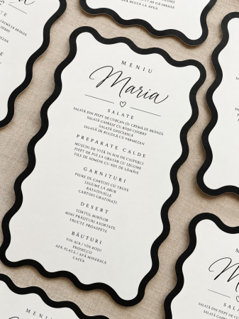 Articole nunta personalizata - Meniu Black Wave pentru nunta