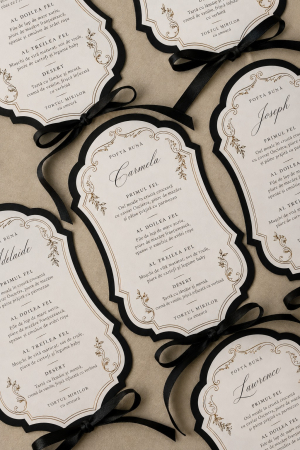 Articole nunta personalizata - Meniu Noir Baroque pentru nunta