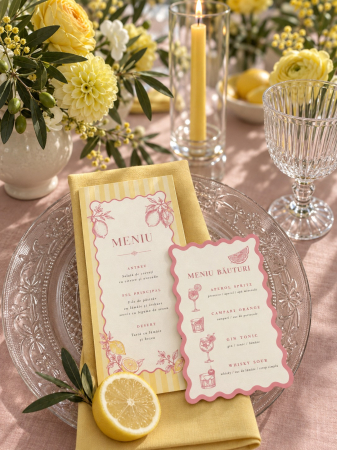 Articole nunta personalizata - Pachet Meniu Lemon Garden