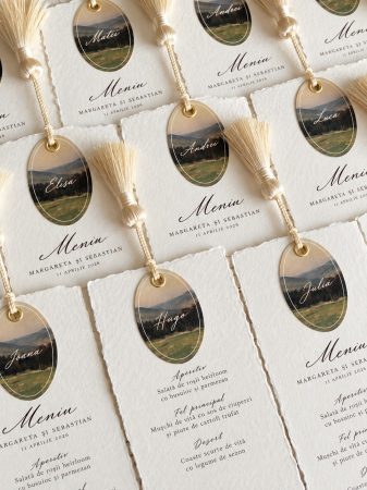 Articole nunta personalizata - Meniu Mountain Tassel pentru nunta