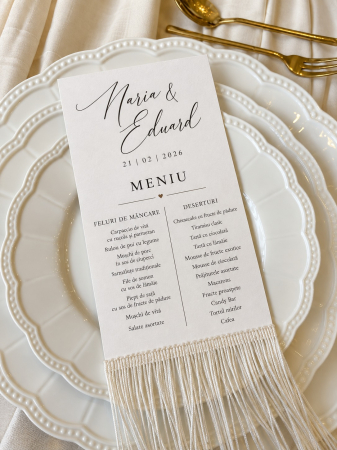 Articole nunta personalizata - Meniu Pearl Fringe pentru nunta