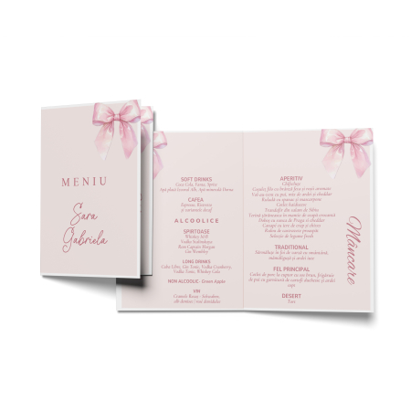 Meniuri de botez - Meniu personalizat de botez Baby Rose Tale