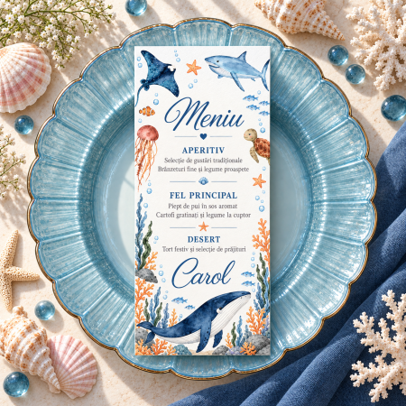 Meniuri de botez - Meniu personalizat de botez Little Whale