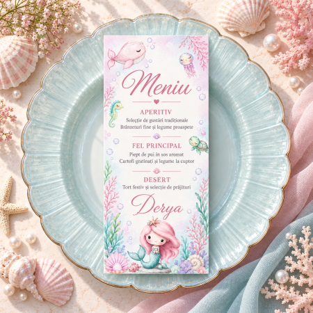 Meniuri de botez - Meniu personalizat de botez Oceanul Vesel