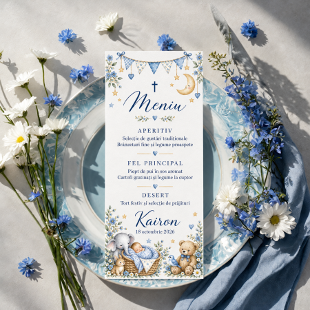 Meniuri de botez - Meniu personalizat de botez Tiny Treasures
