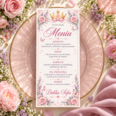 Meniuri de botez - Meniu personalizat de botez Baby Aurora