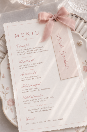 Meniuri Personalizate - Meniu personalizat de nunta Blush Silk