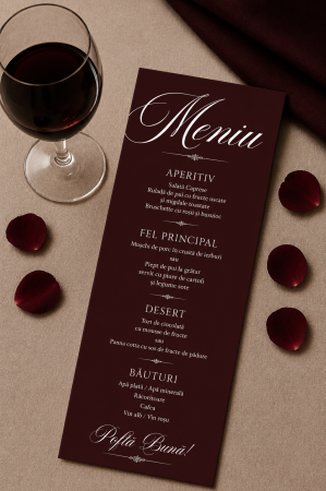 Meniuri Personalizate - Meniu personalizat de nunta Burgundy Luxe