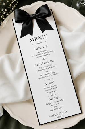 Meniuri Personalizate - Meniu personalizat de nunta Noir Ribbon
