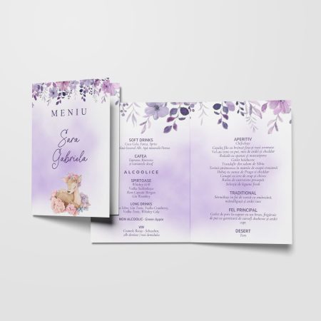 Meniuri de botez - Meniu personalizat de botez Baby Deer Charm