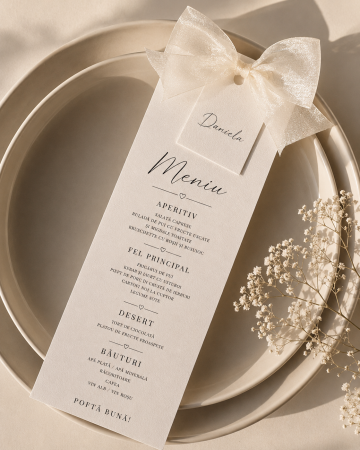Meniuri Personalizate - Meniu personalizat de nunta Ivory Grace