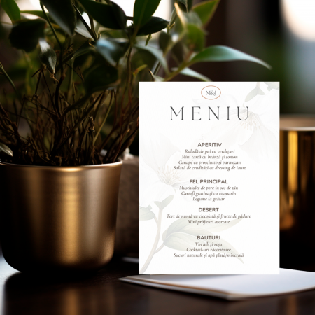 Meniuri Personalizate - Meniu personalizat de nunta Whispering Pines