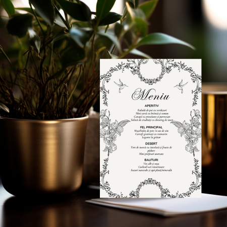 Meniuri Personalizate - Meniu personalizat de nunta Timeless Grace