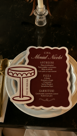 Meniuri Personalizate - Meniu personalizat de nunta Burgundy Scallop