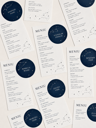 Meniuri Personalizate - Meniu personalizat de nunta Celestial